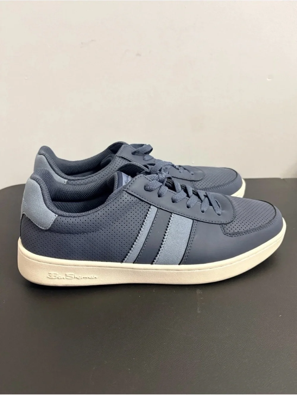 Ben Sherman Slate Blue Perforated Lace-Up Sneakers